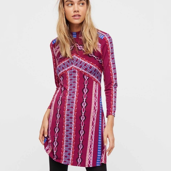 Free People Dresses & Skirts - FREE PEOPLE Stella Printed Mini Dress Long Sleeve